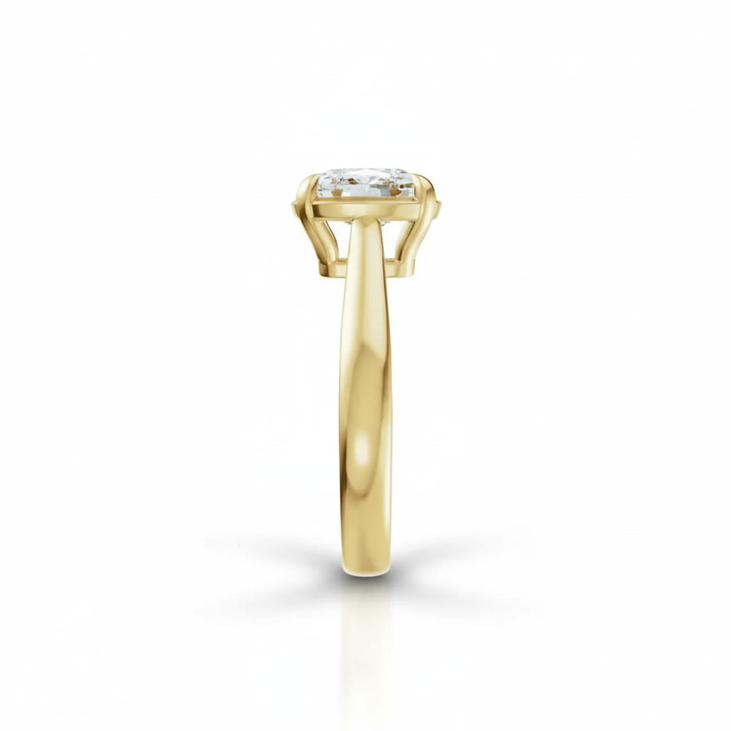 Solitaire Elongated Cushion Engagement Ring with Claw Prongs