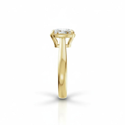 Solitaire Elongated Cushion Engagement Ring with Claw Prongs