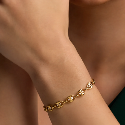 14K Solid Gold 1 CTW Lab-Grown Diamond Mariner Link Bracelet – 7.5"