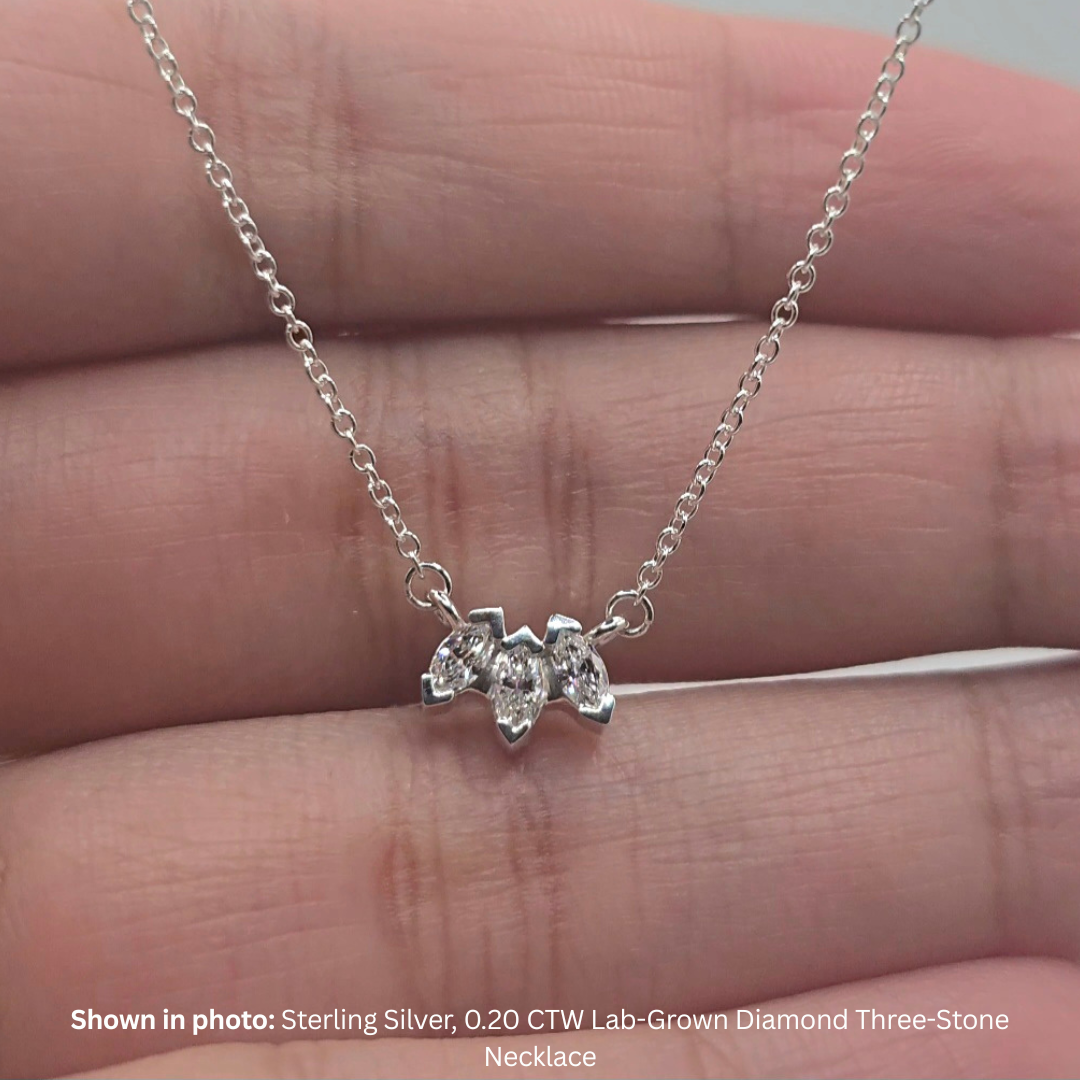 Lab-Grown Diamond Three-Stone Necklace (0.20 CTW), 18"