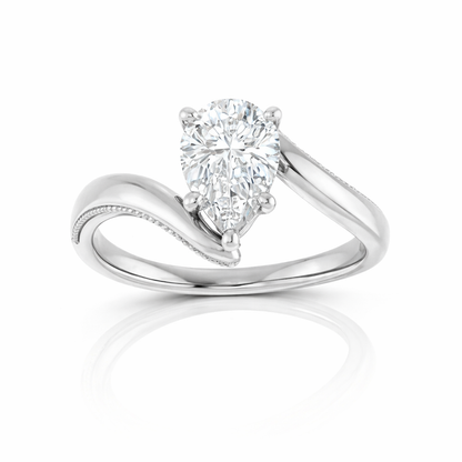 Pear Cut Diamond Solitaire Engagement Ring