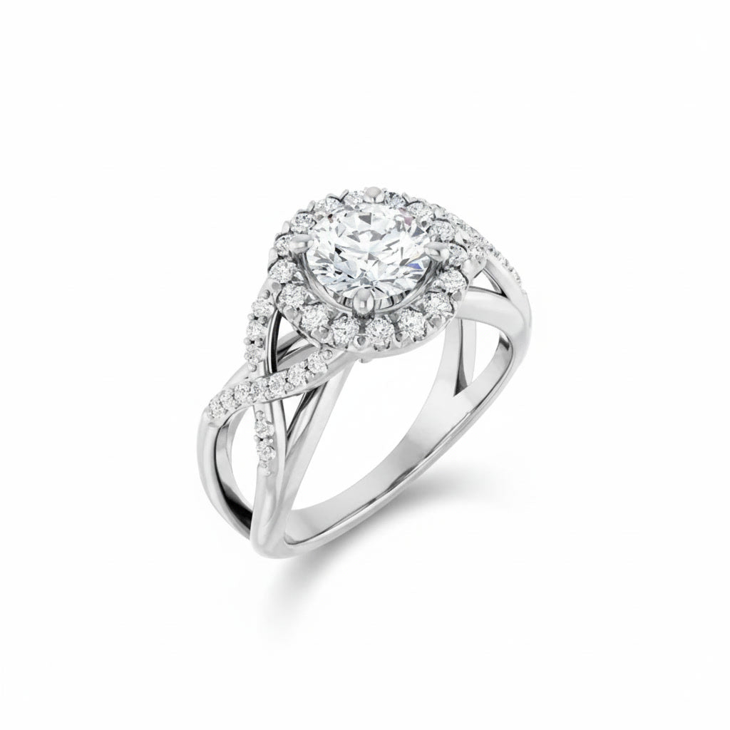 Round Halo Engagement Ring with Lab-Grown Diamond