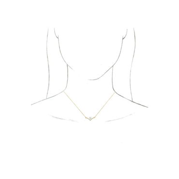 14K Gold Pear Natural Diamond V Bar Necklace