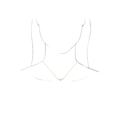 14K Gold Pear Natural Diamond V Bar Necklace