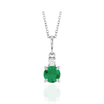 Lab-Grown Emerald Diamond Necklace 16–18" Adjustable Chain