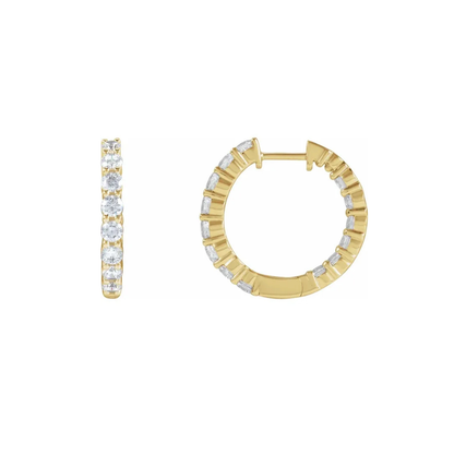14K Gold 2 CTW Lab Diamond Inside-Out Hoop Earrings
