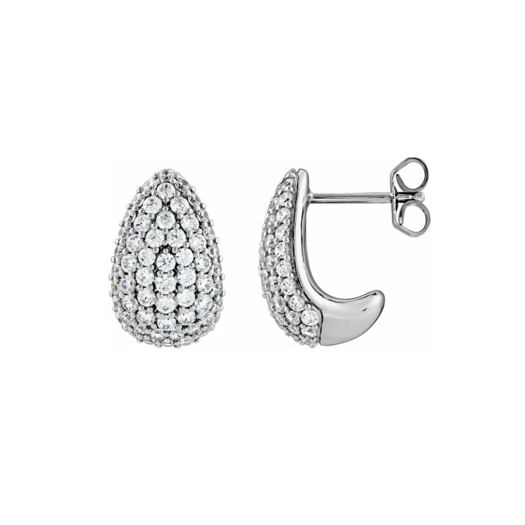 14K Solid Gold 1.75 CTW Lab-Grown Diamond Teardrop Earrings