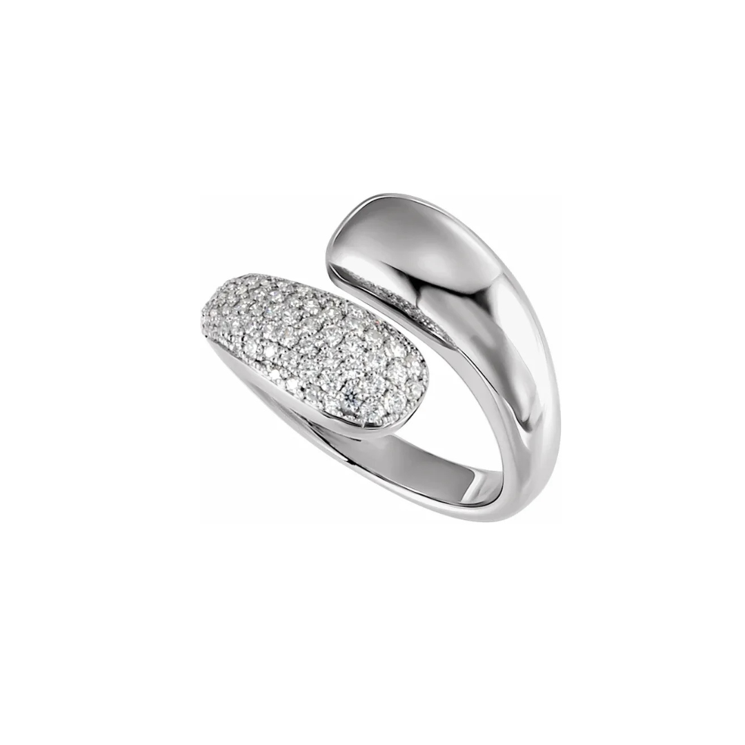 14K Solid Gold 0.5 CTW Lab-Grown Diamond Bypass Ring