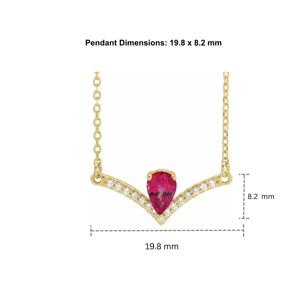 14K Gold Pear Lab-Grown Ruby & Natural Diamond Necklace