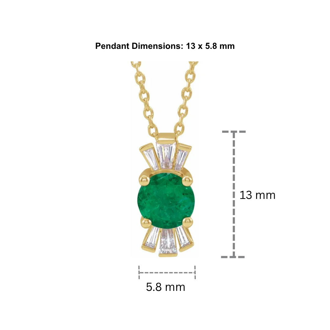 14K Gold Lab-Grown Emerald & 0.16 CTW Natural Diamond Necklace