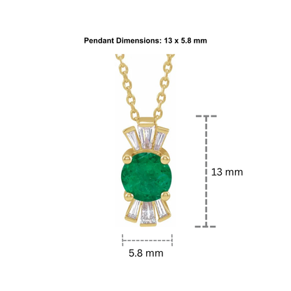 14K Gold Lab-Grown Emerald & 0.16 CTW Natural Diamond Necklace