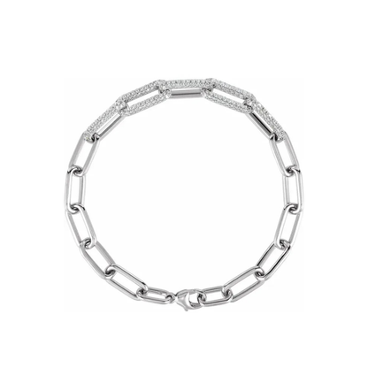 14K Solid Gold 1.5 CTW Lab-Grown Diamond Paperclip-Style 7" Bracelet
