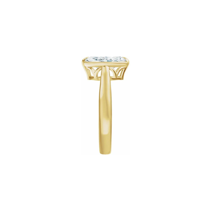 14K Solid Gold Marquise Engagement Ring & Band Set