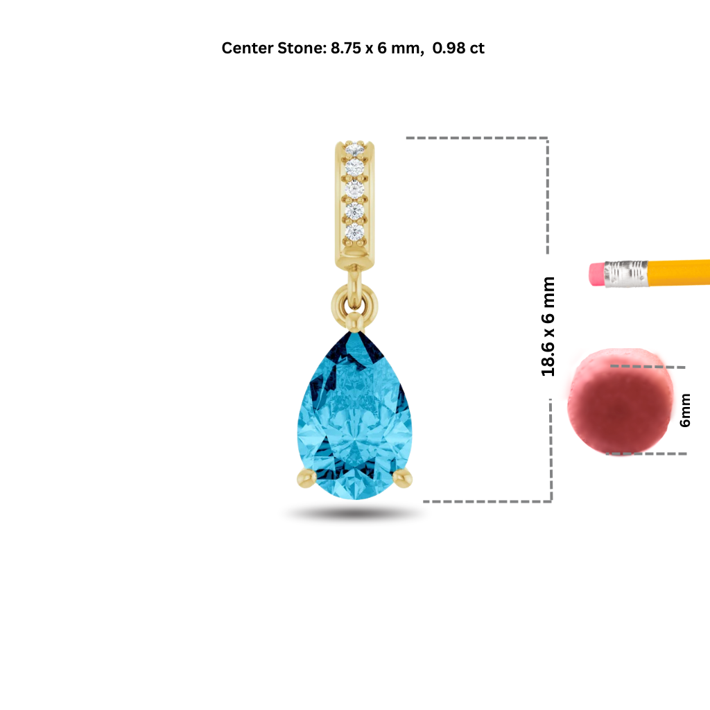 Blue Aquamarine & Diamond Pear Pendant