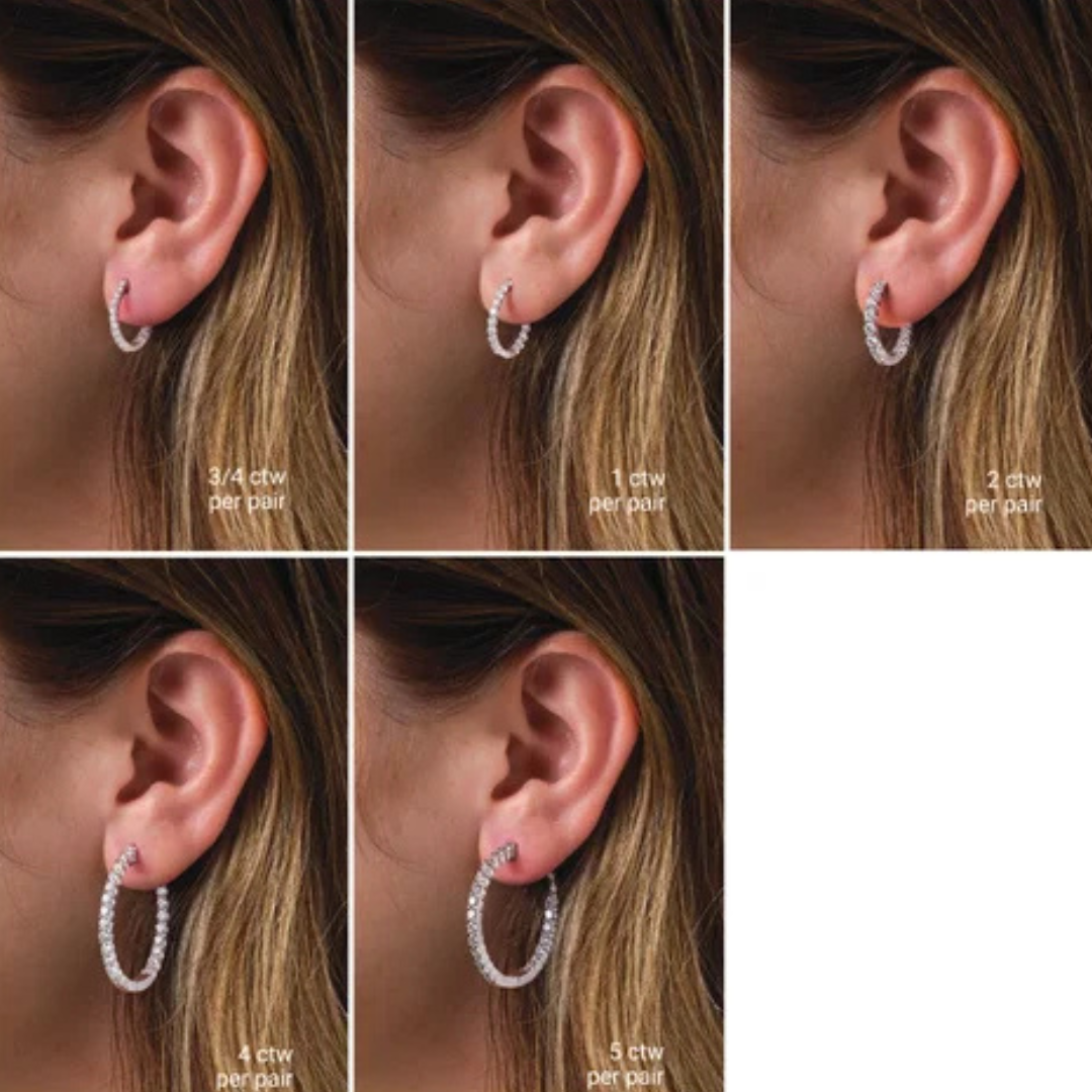 14K Gold 2 CTW Lab Diamond Inside-Out Hoop Earrings