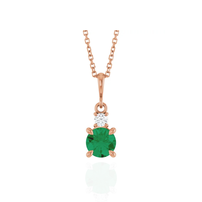 Lab-Grown Emerald Diamond Necklace 16–18" Adjustable Chain
