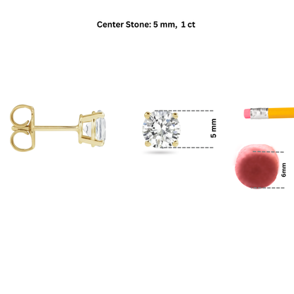 Round Lab-Grown Diamond Stud Earrings
