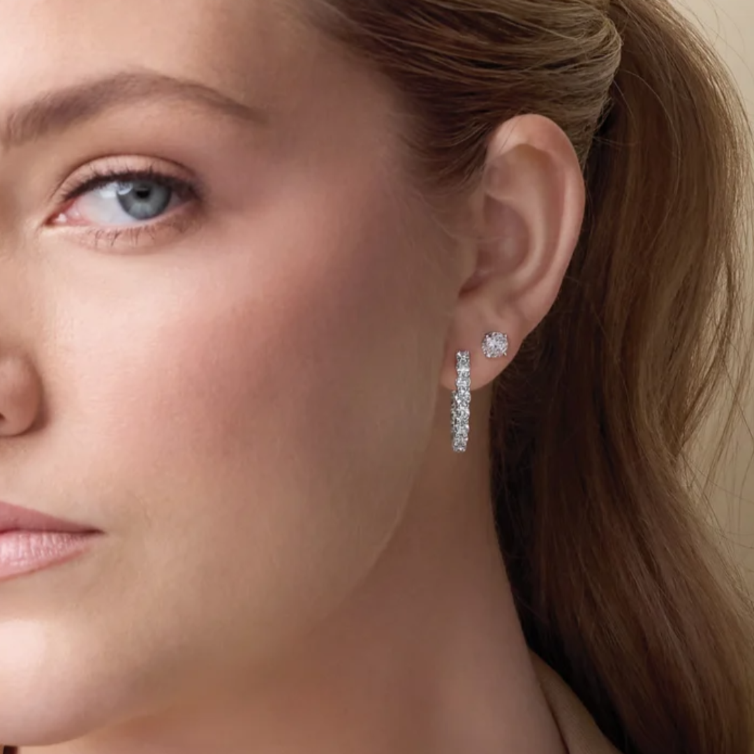 14K Gold 2 CTW Lab Diamond Inside-Out Hoop Earrings