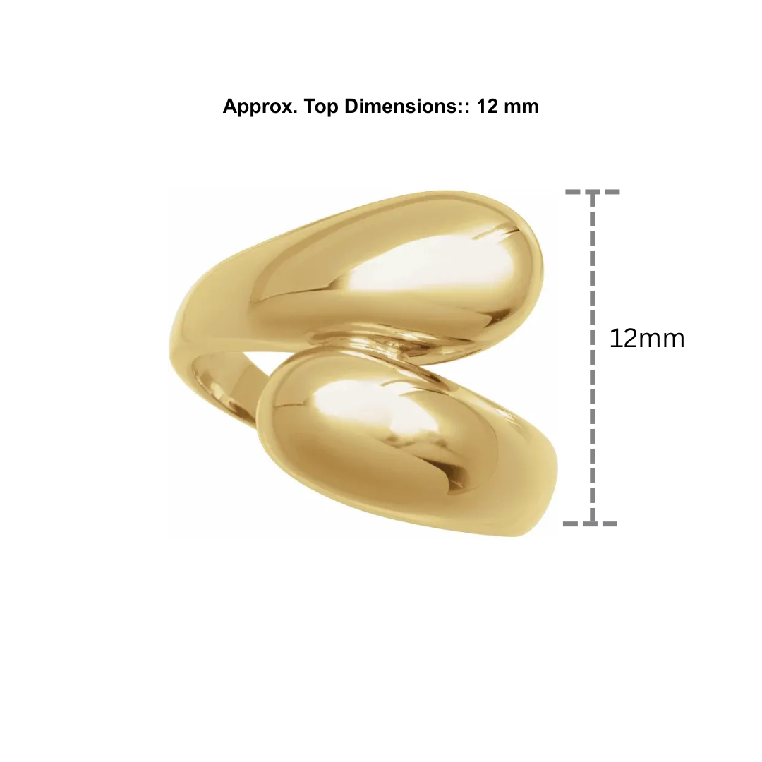 14K Solid Yellow Gold Bypass Ring