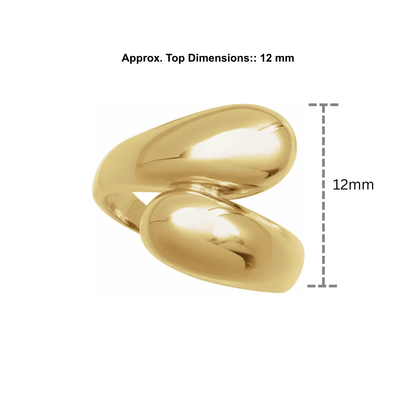 14K Solid Yellow Gold Bypass Ring