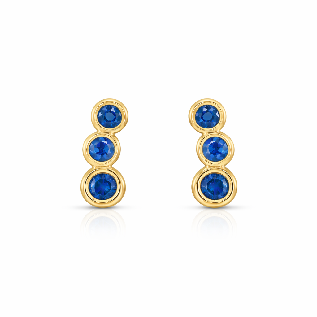 Natural Blue Sapphire Ear Climbers in 14K Yellow Gold