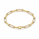 Natural Diamond Link Bracelet in 14K Yellow Gold Image