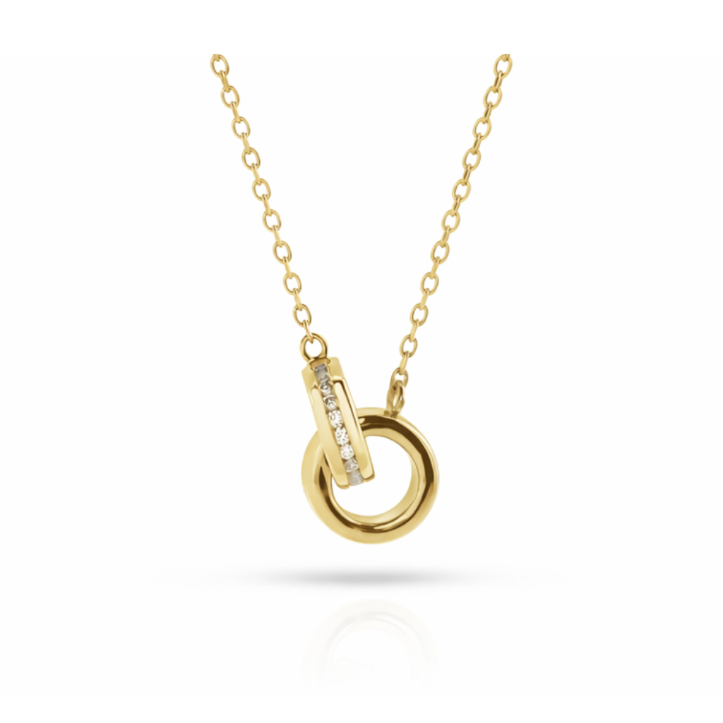 Natural Diamond Interlocking Circle Necklace in 14K Yellow Gold