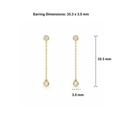 Modern Gold Chain Earrings with Lab-Grown Diamonds