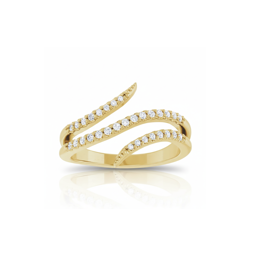 Natural Diamond Bypass Ring in 14K Gold