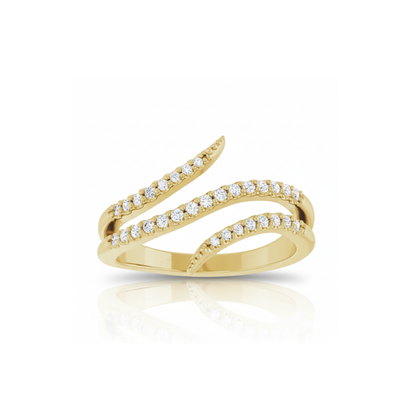 Natural Diamond Bypass Ring in 14K Gold