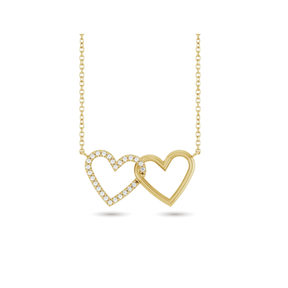 Natural Diamond Petite Double Interlocking Heart Necklace