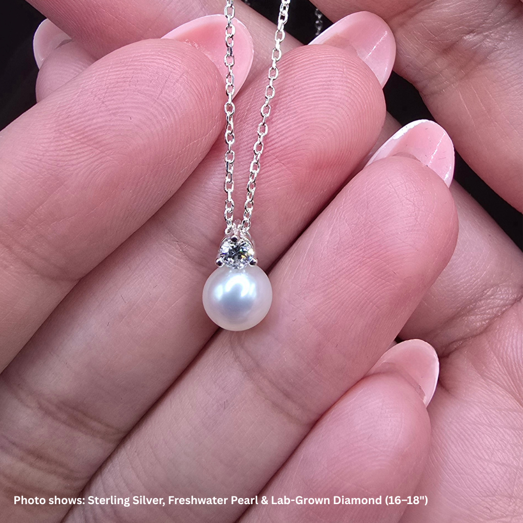 Freshwater Pearl &  Lab-Grown Diamond 16-18" Necklace