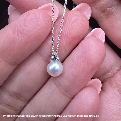 Freshwater Pearl &  Lab-Grown Diamond 16-18" Necklace