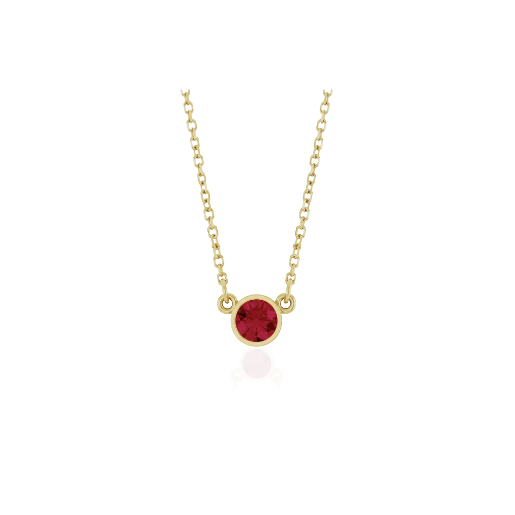Round Lab-Grown Ruby Solitaire Necklace