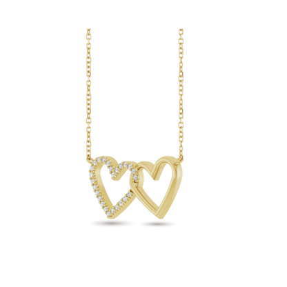 Natural Diamond Petite Double Interlocking Heart Necklace