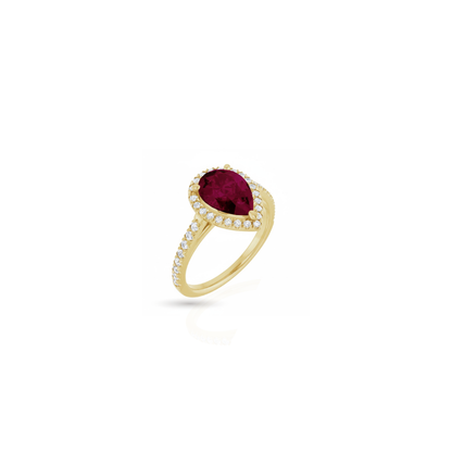 Classic Pear Garnet 1.1 ct Halo Ring with Diamond Accents