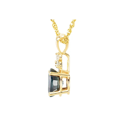 Natural Blue Sapphire & Natural Diamond 18" Necklace