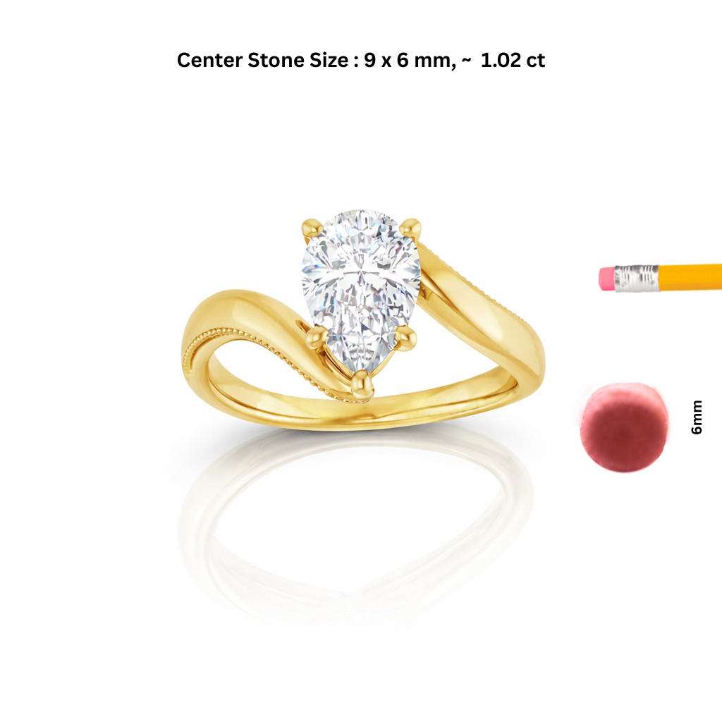 Pear Cut Diamond Solitaire Engagement Ring