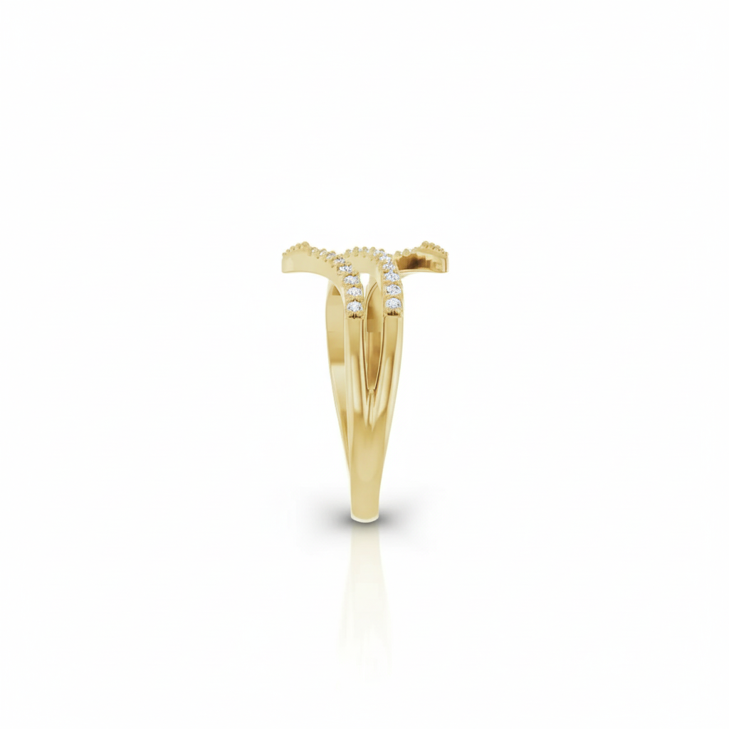 Natural Diamond Bypass Ring in 14K Gold