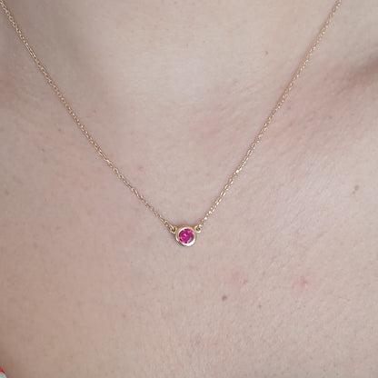 Round Lab-Grown Ruby Solitaire Necklace