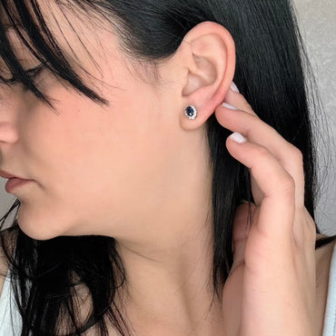 Natural Blue Sapphire & Natural Diamond Earrings