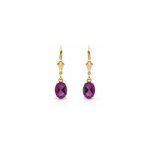 Natural Amethyst Drop Dangle Earrings 14K Yellow Gold Leverback Image