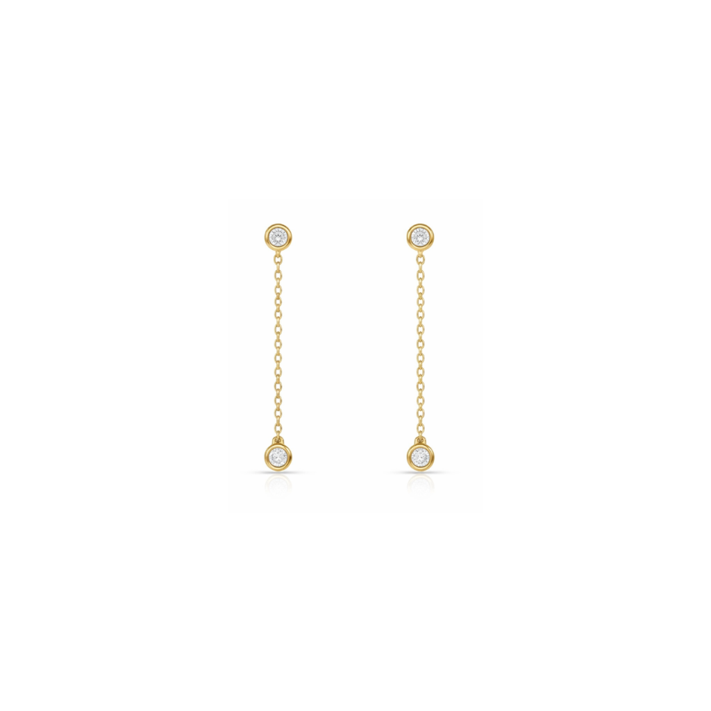 Modern Gold Chain Earrings with Lab-Grown Diamonds