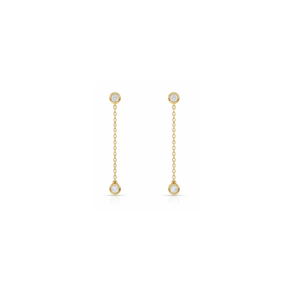 Modern Gold Chain Earrings with Lab-Grown Diamonds