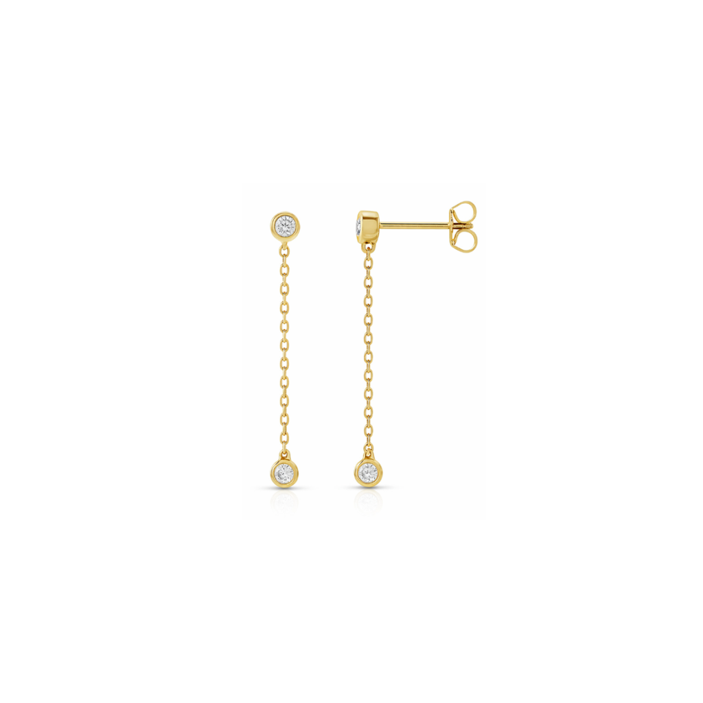 Modern Gold Chain Earrings with Lab-Grown Diamonds