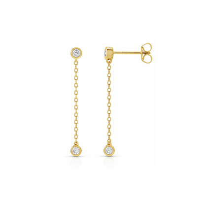 Modern Gold Chain Earrings with Lab-Grown Diamonds
