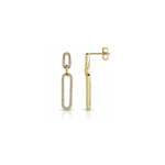 Natural Diamond Link Earrings in 14K Yellow Gold Image