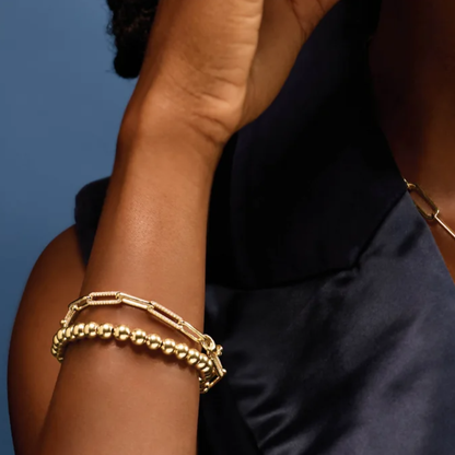 Natural Diamond Link Bracelet in 14K Yellow Gold