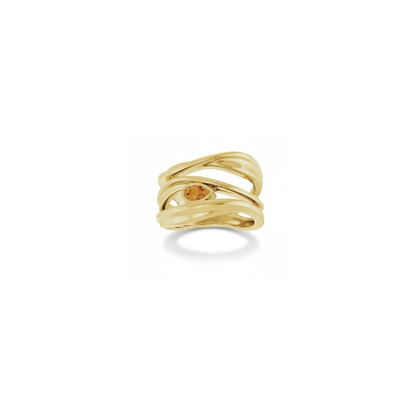 Natural Citrine Pear Ring in Solid Gold