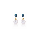 Akoya Pearl Earrings with Natural London Blue Topaz Image